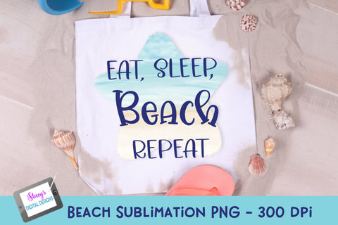 Beach Sublimation Design | Eat Sleep Beach Repeat Sublimation Stacy's Digital Designs 