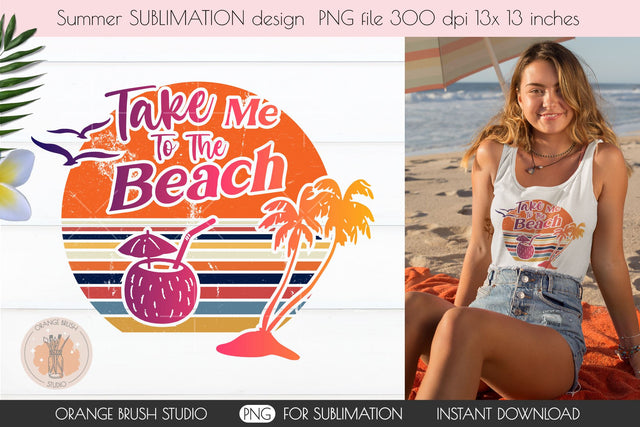 Beach Sublimation Design Summer Vibes PNG file Sublimation OrangeBrushStudio 