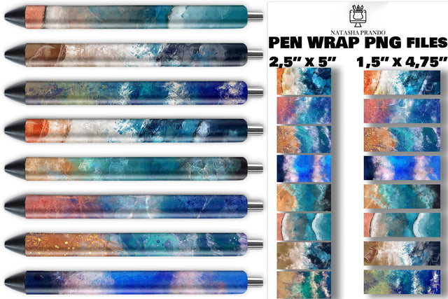 Beach Sublimation Pen Wrap Designs, Ocean Waves Pen Wrap Sublimation Natasha Prando 