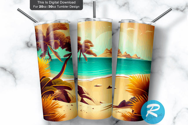Beach Summer 20 oz / 30 oz Tumbler PNG Sublimation Regulrcrative 