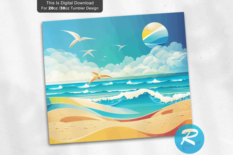 Beach Summer background 20 oz / 30 oz Tumbler PNG Sublimation Regulrcrative 