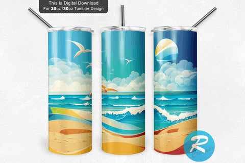 Beach Summer background 20 oz / 30 oz Tumbler PNG Sublimation Regulrcrative 