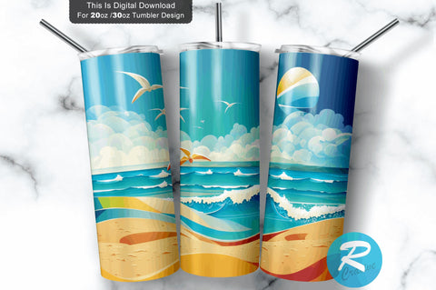 Beach Summer background 20 oz / 30 oz Tumbler PNG Sublimation Regulrcrative 