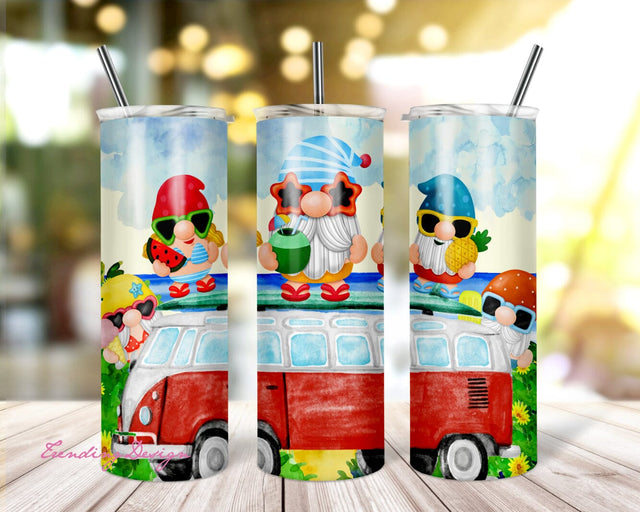 Beach Summer Gnome 20oz Skinny Tumbler Sublimation Designs Tumbler for Straight/Tapered PNG File Digital Download Sublimation TrendingDesign 