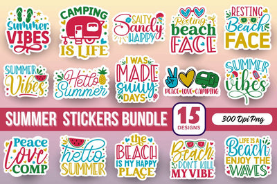 Beach & Summer Stickers Bundle Sublimation Regulrcrative 