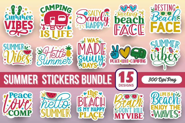 Beach & Summer Stickers Bundle Sublimation Regulrcrative 