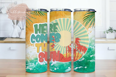 Beach Sun Waves 20oz Skinny Tumbler Sublimation Design Template, Summer Here Comes The Sun Tumbler, Digital Download PNG Instant Download Sublimation Rabbitmakies 