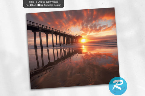 Beach Sunrise Ocean 20 Oz / 30 Oz Tumbler PNG Sublimation Regulrcrative 