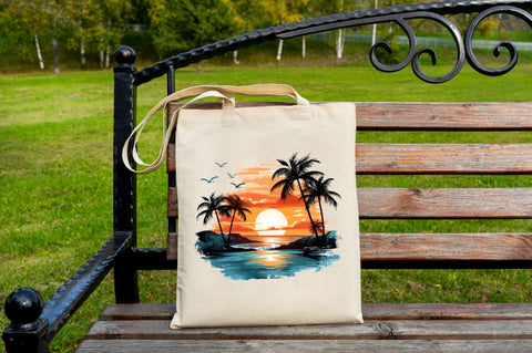 Beach Sunset PNG Colorful Background Sublimation Regulrcrative 