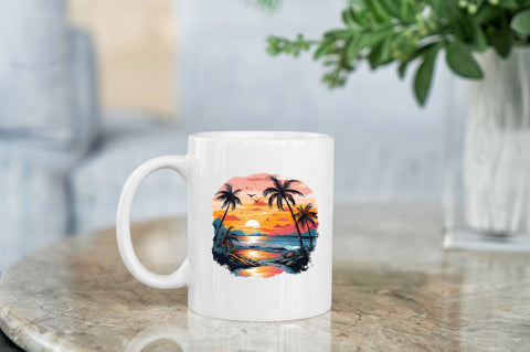 Beach Sunset PNG Colorful Background Sublimation Regulrcrative 