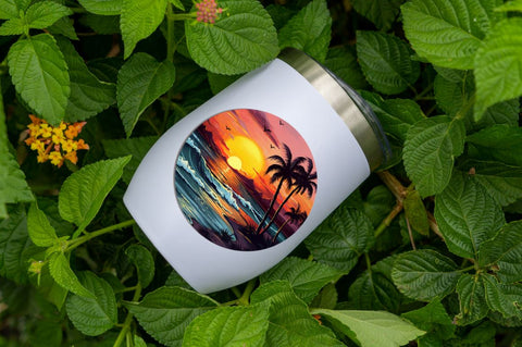 Beach Sunset PNG Colorful Background Sublimation Regulrcrative 