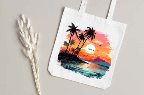 Beach Sunset PNG Colorful Background Sublimation Regulrcrative 