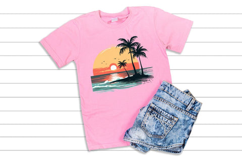 Beach Sunset PNG Colorful Background Sublimation Regulrcrative 