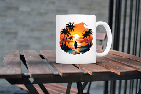 Beach Sunset PNG Colorful Background Sublimation Regulrcrative 