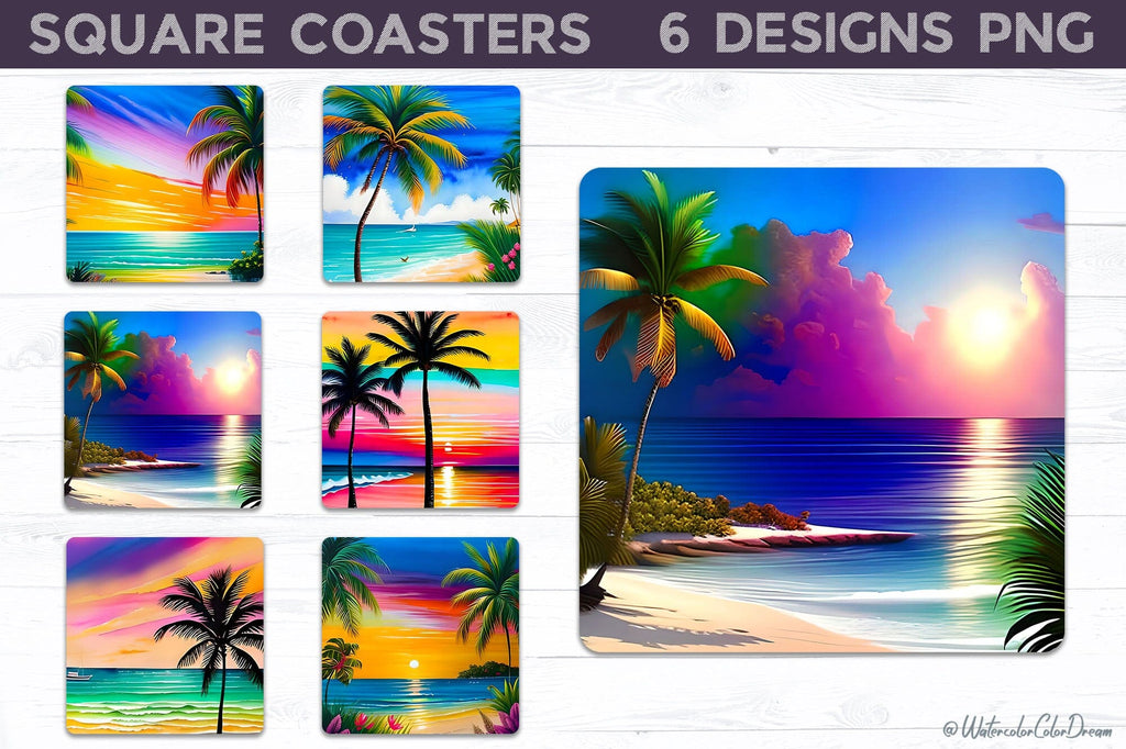 Beach Sunset Square Coaster - So Fontsy