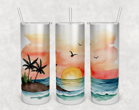 Beach Sunset Tumbler Wraps Bundle, 20 Oz Skinny Tumbler Beach Sunset ...