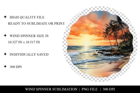Beach Sunset Wind Spinner Sublimation Design Sublimation BijouBay 