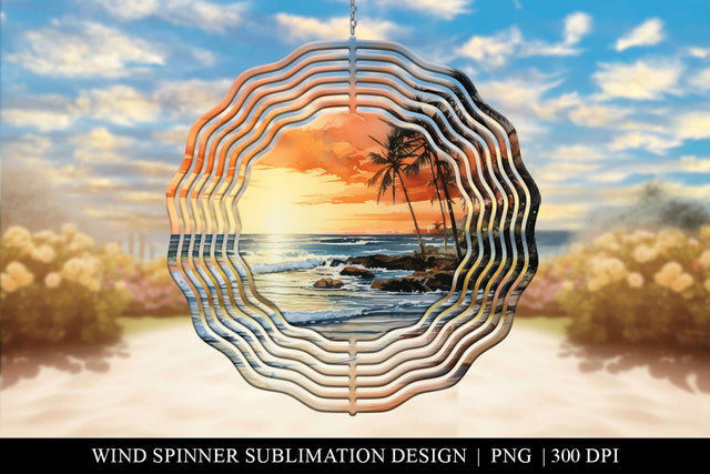 Beach Sunset Wind Spinner Sublimation Design Sublimation BijouBay 