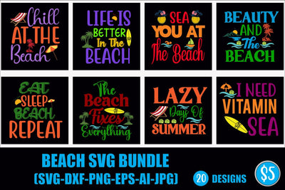 Beach Svg Bundle SVG Cut File SVGs, Quotes and Sayings, Food & Drink, Holiday,On Sale, SVG Blessedprint 