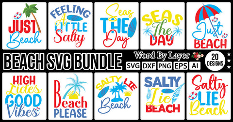 Beach SVG Bundle,SVGs,quotes-and-sayings,food-drink,mini-bundles,print-cut,on-sale, SVG DesignPlante 503 