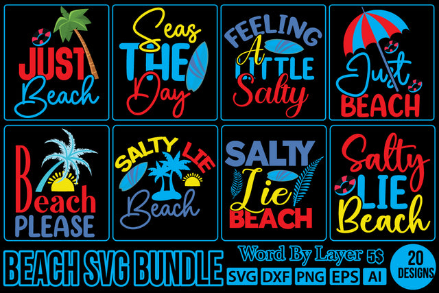 Beach SVG Bundle,SVGs,quotes-and-sayings,food-drink,mini-bundles,print-cut,on-sale, SVG DesignPlante 503 