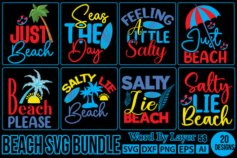Beach SVG Bundle,SVGs,quotes-and-sayings,food-drink,mini-bundles,print-cut,on-sale, SVG DesignPlante 503 