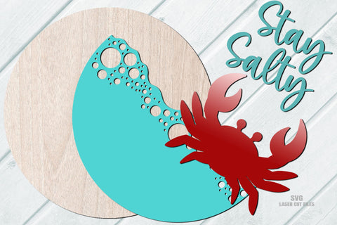 Beach SVG Laser Cut Files | Crab SVG | Ocean Wave SVG | Glowforge Files SVG Cloud9Design 