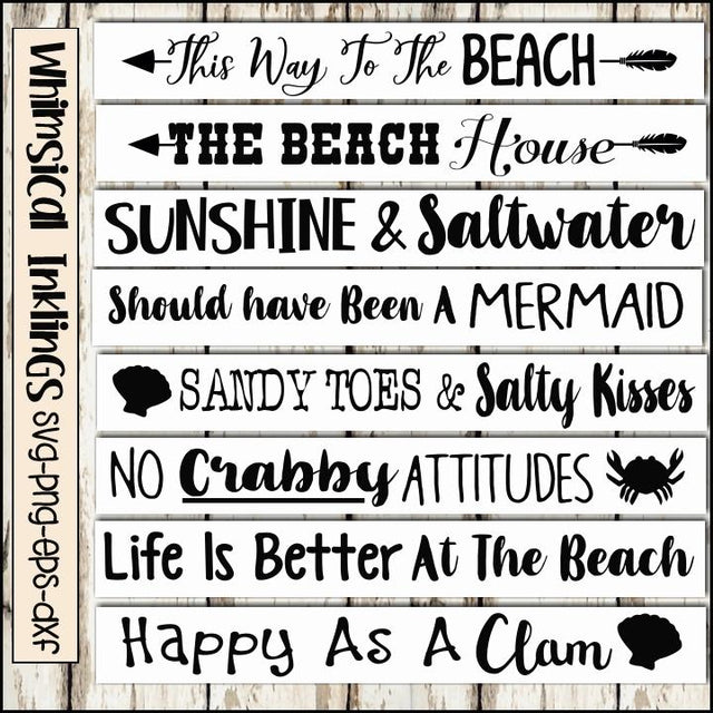 Beach SVG Sign Bundle SVG Whimsical Inklings
