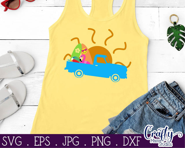 Beach Svg - Summer - Vintage Truck Svg - Vacation - Sunset Svg SVG Crafty Mama Studios 