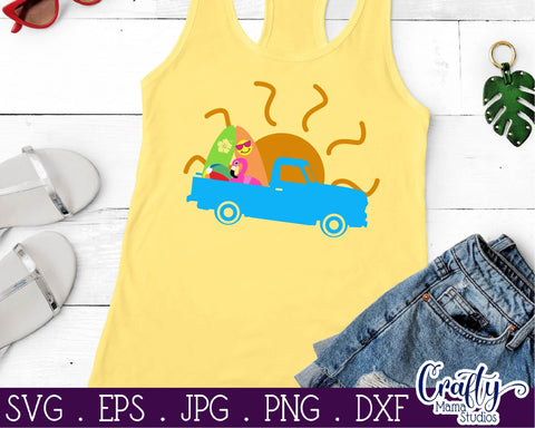Beach Svg - Summer - Vintage Truck Svg - Vacation - Sunset Svg SVG Crafty Mama Studios 