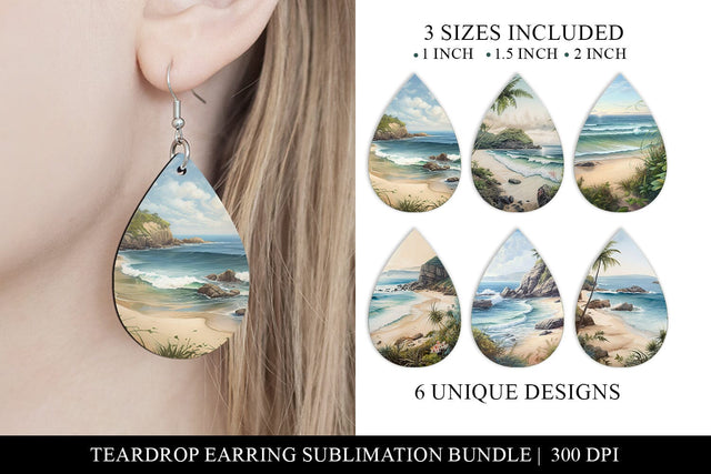 Beach Teardrop Earring Sublimation Designs Sublimation BijouBay 
