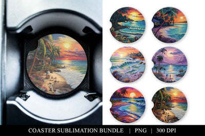 Beach Themed Coaster Designs - Summer Sublimation Bundle Sublimation BijouBay 