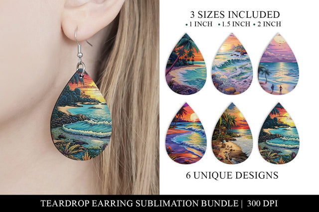 Beach Themed Tear Drop Earring Bundle - Summer Sublimation Sublimation BijouBay 