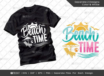 Beach Time SVG Cut File | Summer Svg | Sun Svg | Beach Ball Svg | Bird Svg | Vacation Quotes | Summer T-shirt Design SVG ETC Craft 
