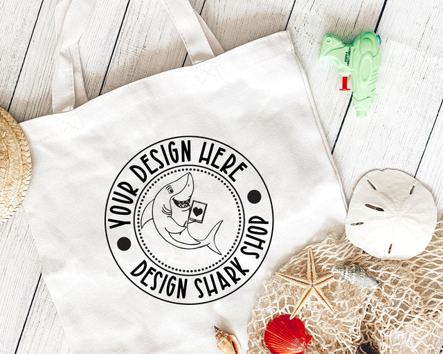 Beach Tote Bag Mock Up Mock Up Photo Design Shark 