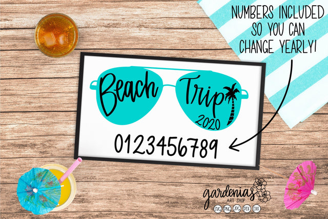 Beach Trip Sunglasses with Numbers SVG SVG Gardenias Art Shop 