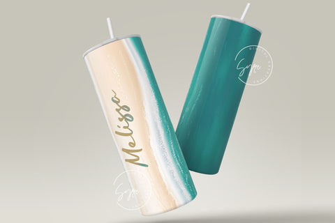 Beach Tumbler Design, 20 Oz skinny tumbler Sublimation wrap, Summer Vacation Design, Ocean Summer Vibes, Add Your Name, Digital Download Sublimation Syre Digital Creations 