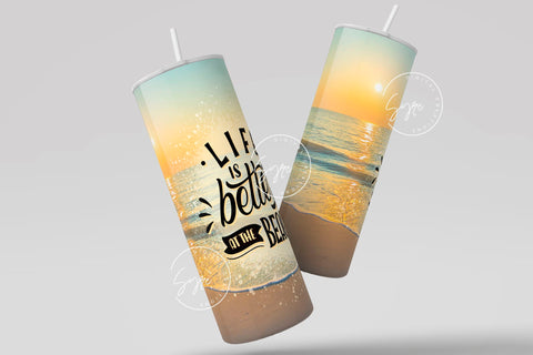 Beach Tumbler Design, 20 Oz skinny tumbler Sublimation wrap, Summer Vacation Design, Ocean Summer Vibes, Sunset Tumbler, Digital Download Sublimation Syre Digital Creations 