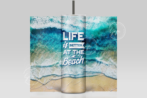Beach Tumbler Design, 20 Oz skinny tumbler Sublimation wrap, Summer Vacation Design, Ocean Summer Vibes, Sunset Tumbler, Digital Download Sublimation Syre Digital Creations 