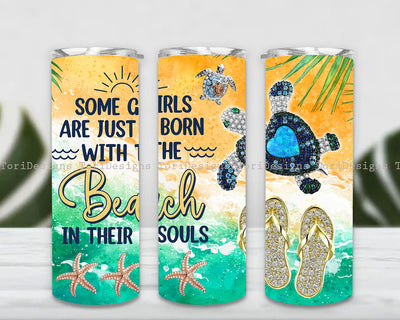 Beach Tumbler Sublimation Design, 20 oz Skinny Tumbler Wrap Summer, Summer Tumbler png Sublimation ToriDesigns 