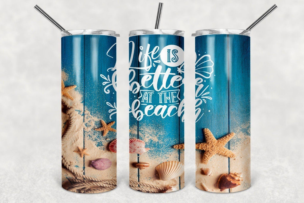 Beach Tumbler Sublimation Design, Summer tumbler Design - So Fontsy