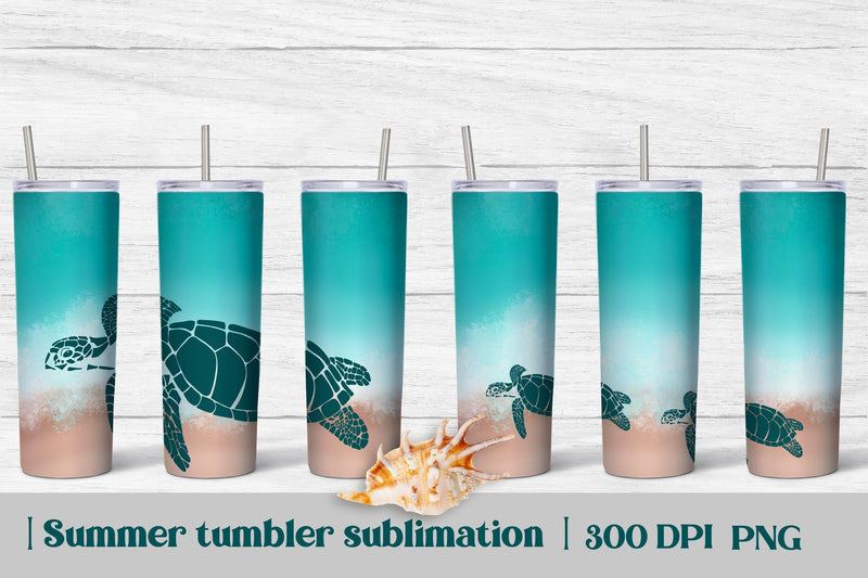 Beach tumbler sublimation | Turtle tumbler design Sublimation Svetana Studio 