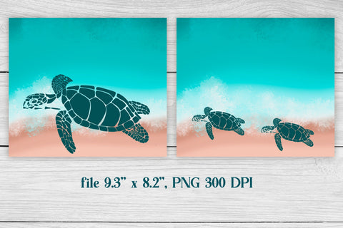 Beach tumbler sublimation | Turtle tumbler design Sublimation Svetana Studio 