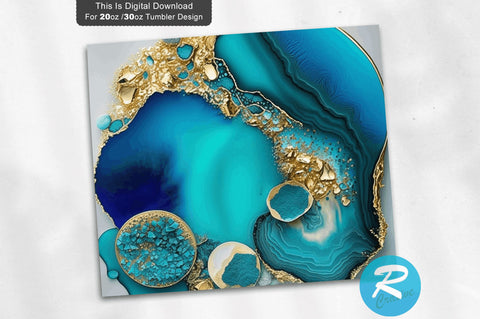 Beach Tumbler Wrap Blue Agate 20 oz / 30 oz Tumbler PNG Sublimation Regulrcrative 