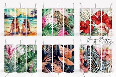 Beach Tumbler Wrap Bundle 6 PNG Sublumation Design Sublimation OrangeBrushStudio 