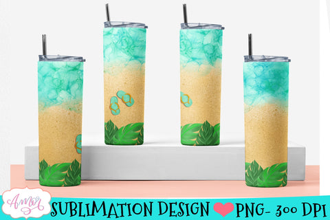 Beach tumbler wrap for sublimation Sublimation Amorclipart 