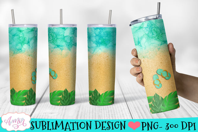 Beach tumbler wrap for sublimation Sublimation Amorclipart 
