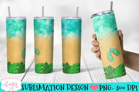 Beach tumbler wrap for sublimation Sublimation Amorclipart 