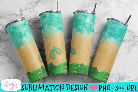Beach tumbler wrap for sublimation Sublimation Amorclipart 
