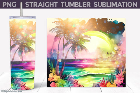 Beach Tumbler Wrap | Sunset Tumbler Sublimation Sublimation WatercolorColorDream 